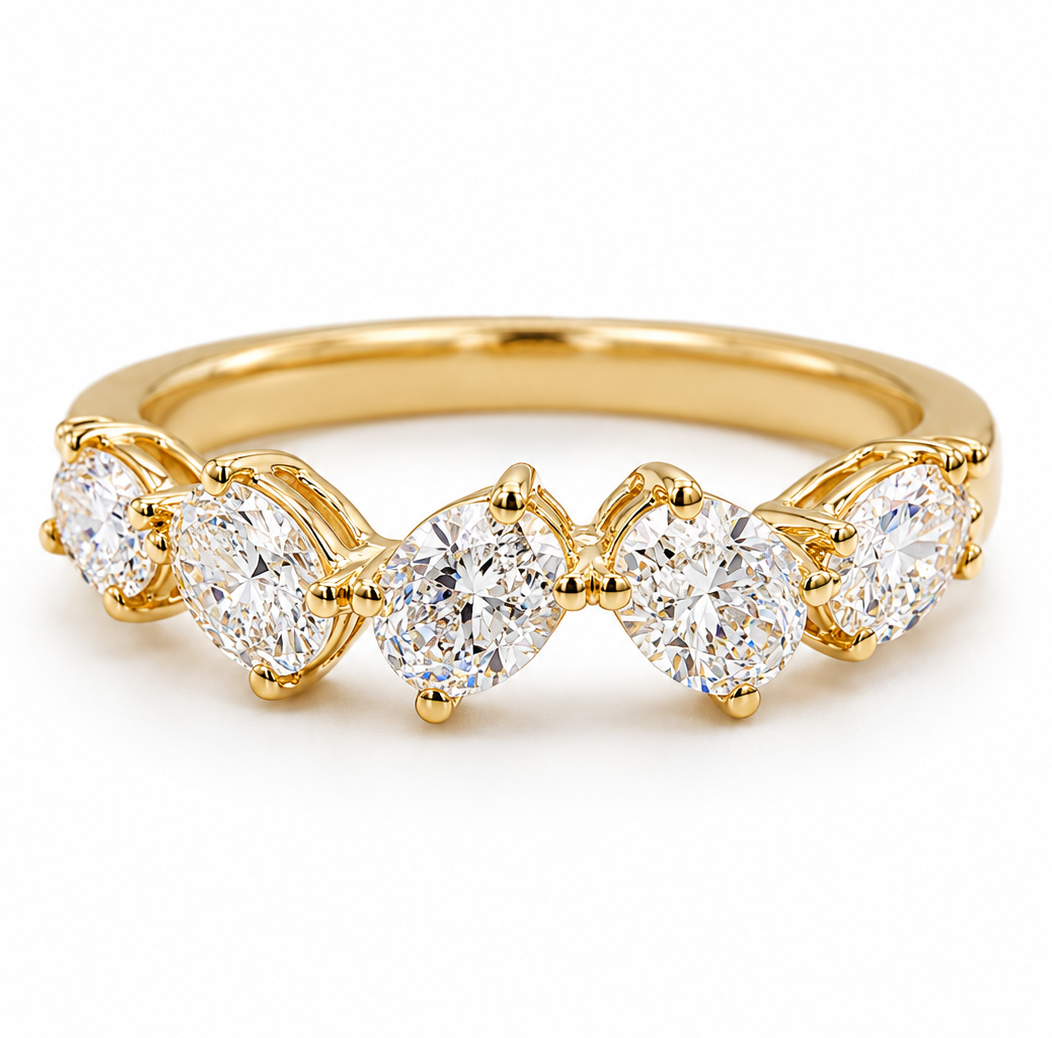 1.46 Carat Oval & Round Diamond  Band